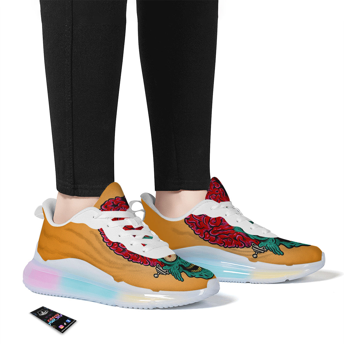 Zombie Big Brain Print Running Sneakers-grizzshop