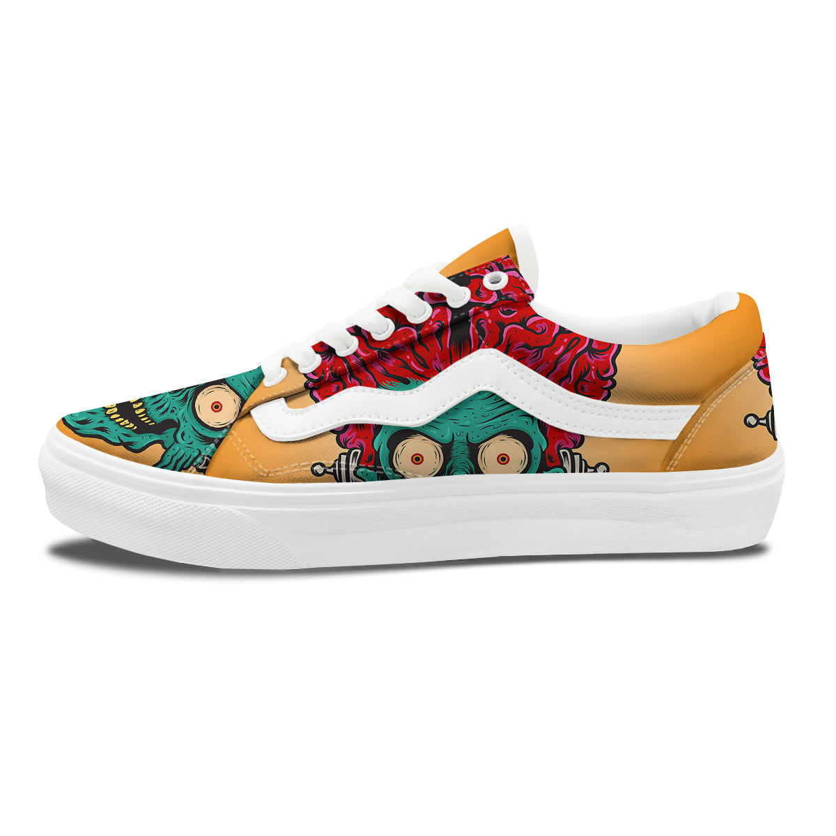 Zombie Big Brain Print Skate Shoes-grizzshop