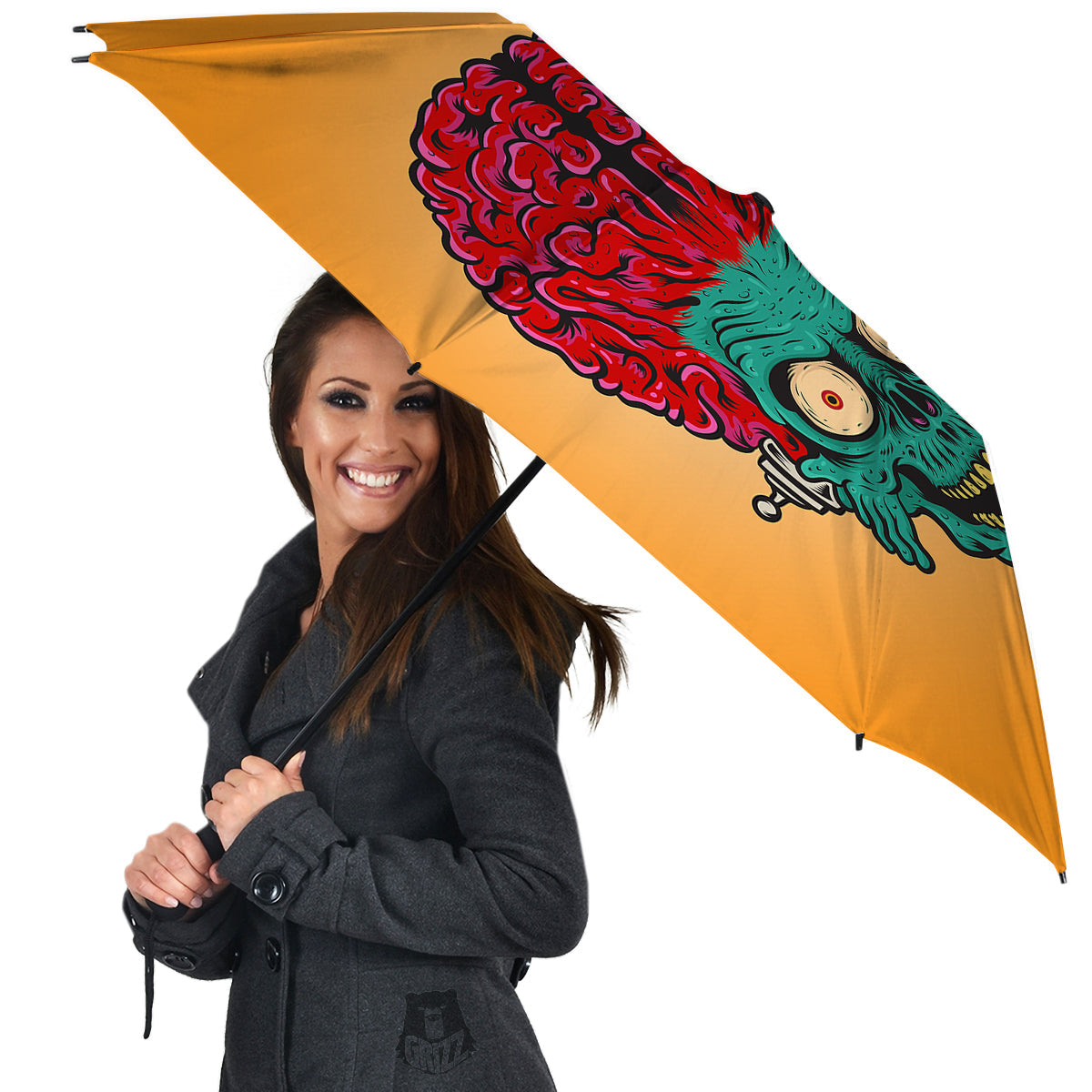 Zombie Big Brain Print Umbrella-grizzshop
