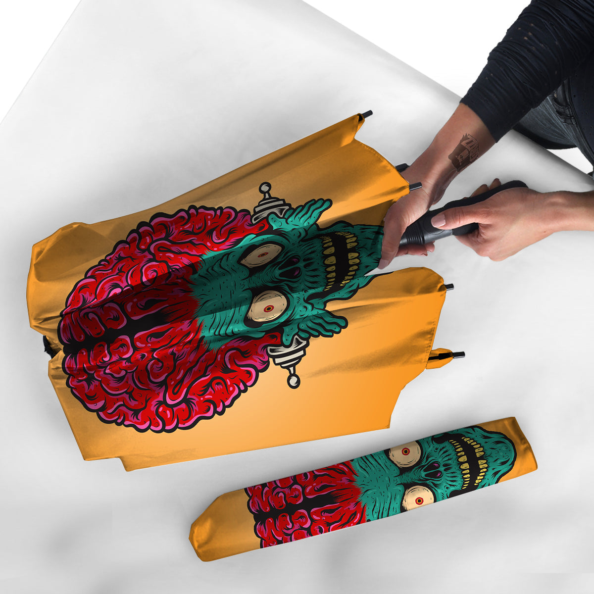 Zombie Big Brain Print Umbrella-grizzshop
