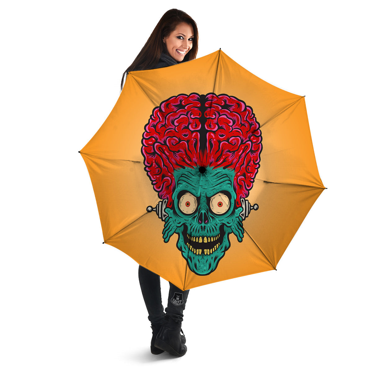 Zombie Big Brain Print Umbrella-grizzshop