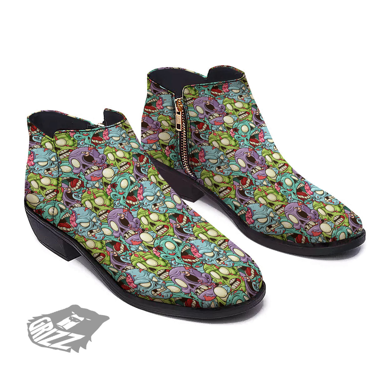 Zombie Bloody Print Pattern Ankle Boots-grizzshop