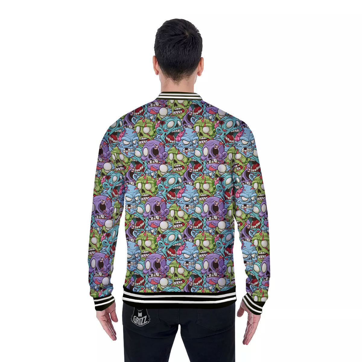 Zombie Bloody Print Pattern Baseball Jacket-grizzshop