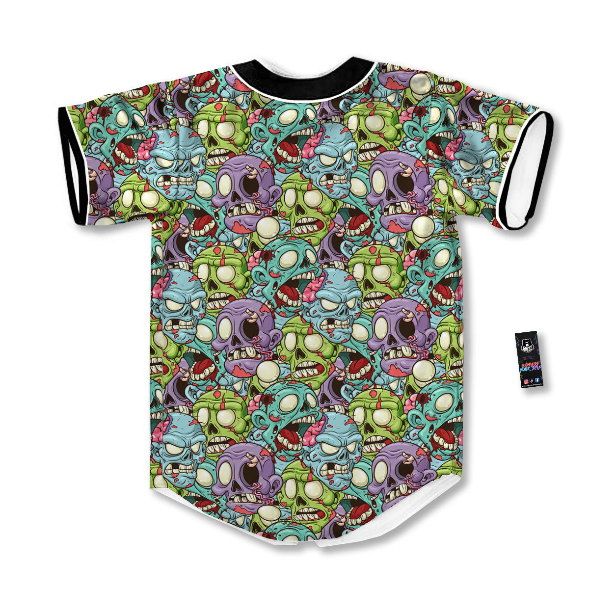 Zombie Bloody Print Pattern Baseball Jersey-grizzshop
