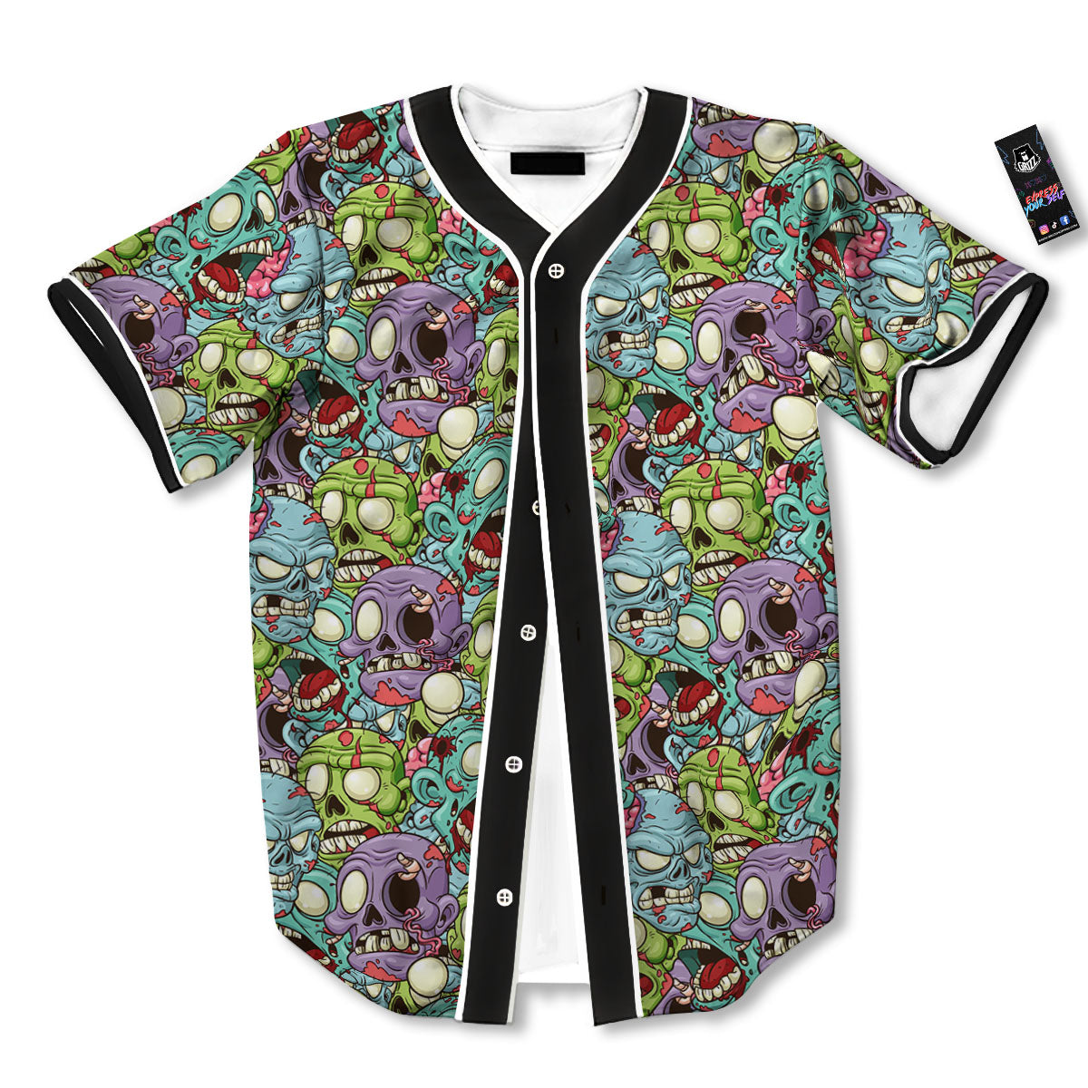 Zombie Bloody Print Pattern Baseball Jersey-grizzshop