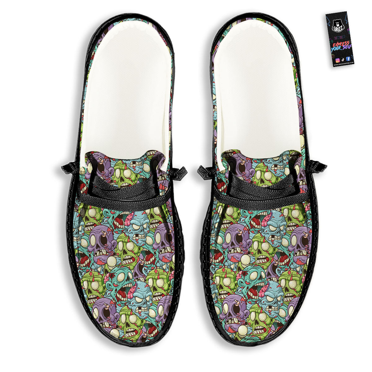 Zombie Bloody Print Pattern Black Loafers-grizzshop
