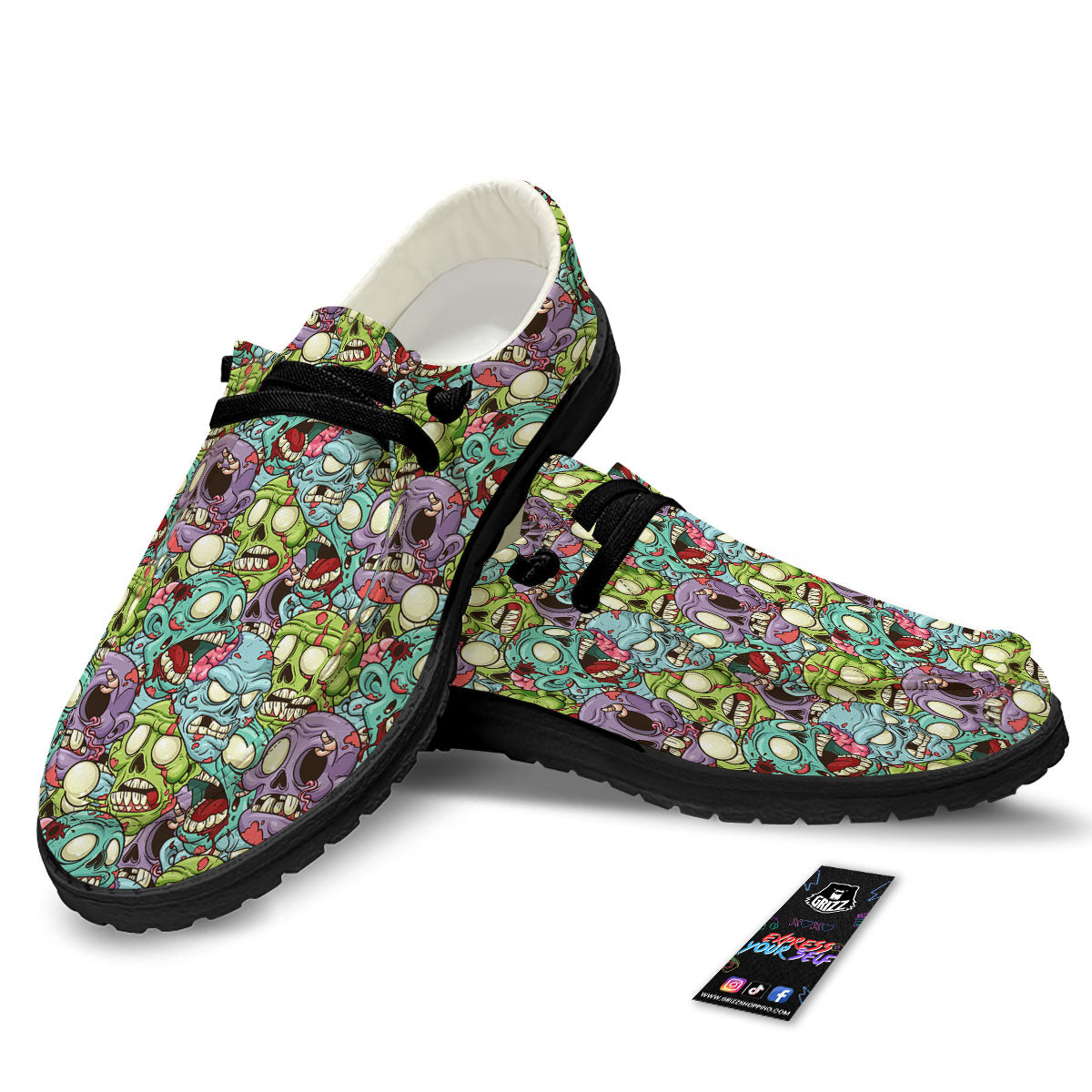 Zombie Bloody Print Pattern Black Loafers-grizzshop