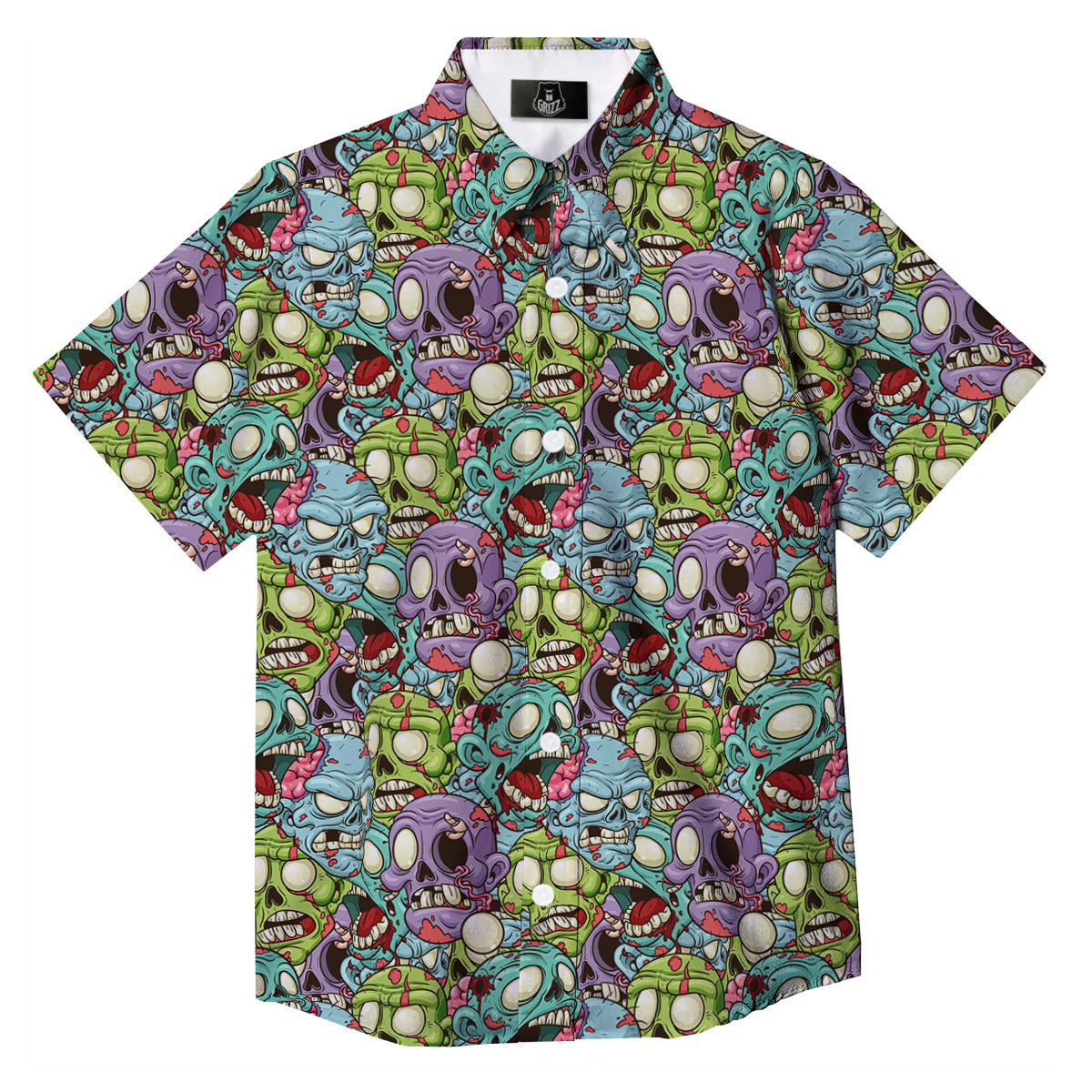 Zombie Bloody Print Pattern Button Up Shirt-grizzshop