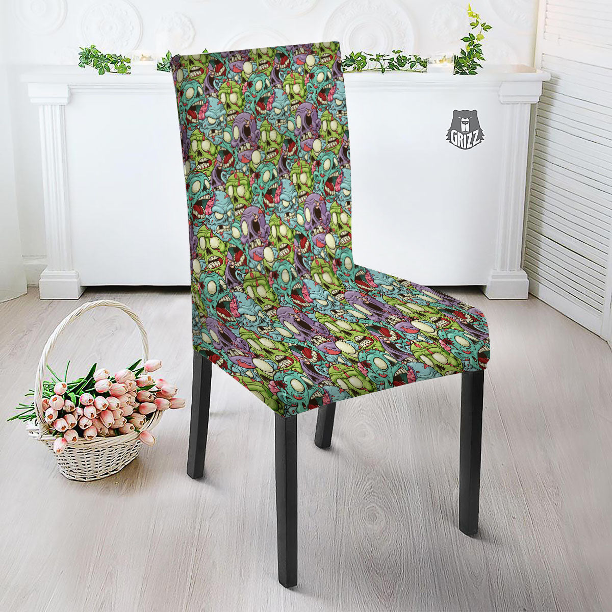 Zombie Bloody Print Pattern Dining Chair Slipcover-grizzshop