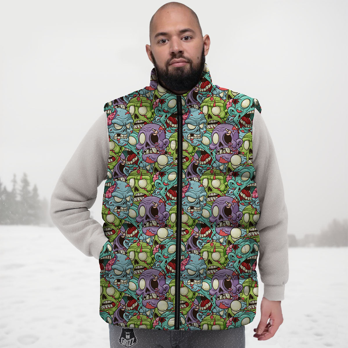 Zombie Bloody Print Pattern Down Vest