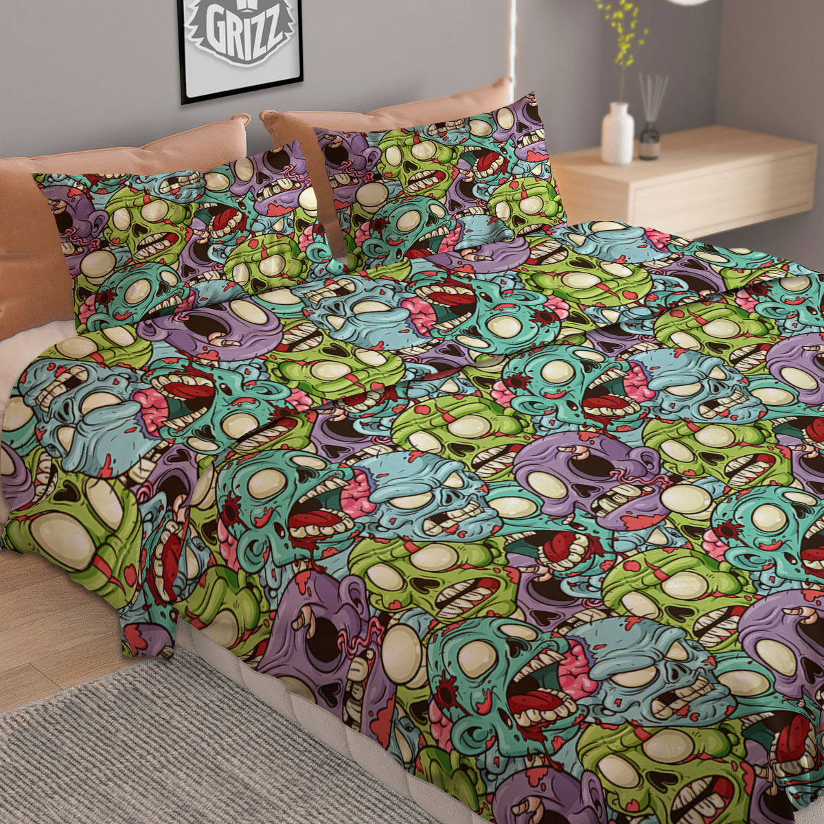 Zombie Bloody Print Pattern Duvet Cover Bedding Set