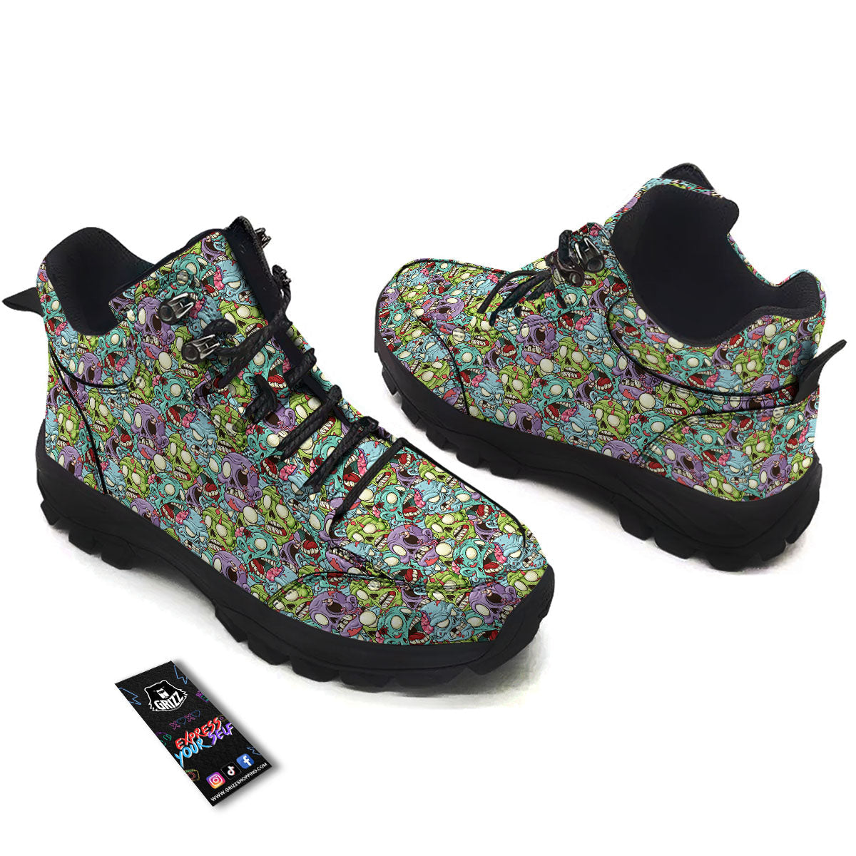 Zombie Bloody Print Pattern Hiking Shoes-grizzshop