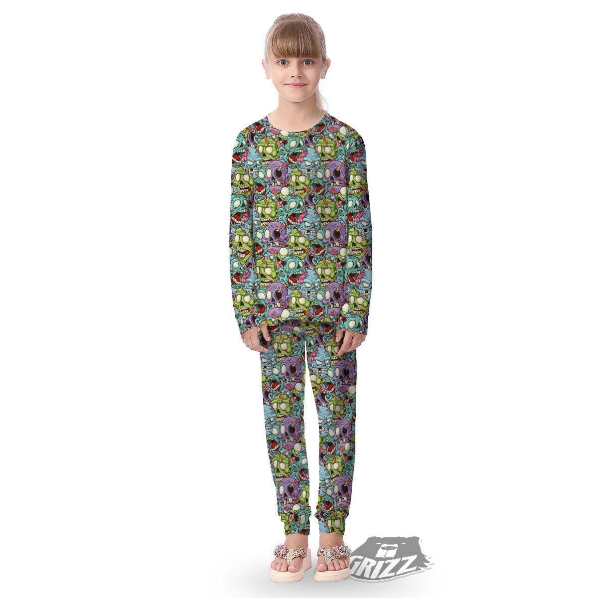 Zombie Bloody Print Pattern Kid's Pajamas-grizzshop