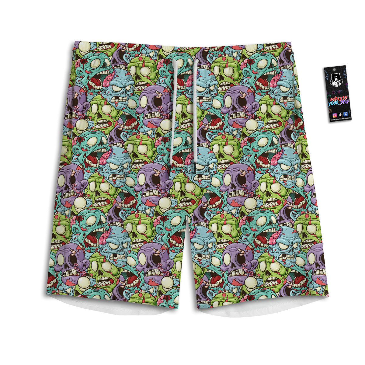 Zombie Bloody Print Pattern Men's Athletic Shorts