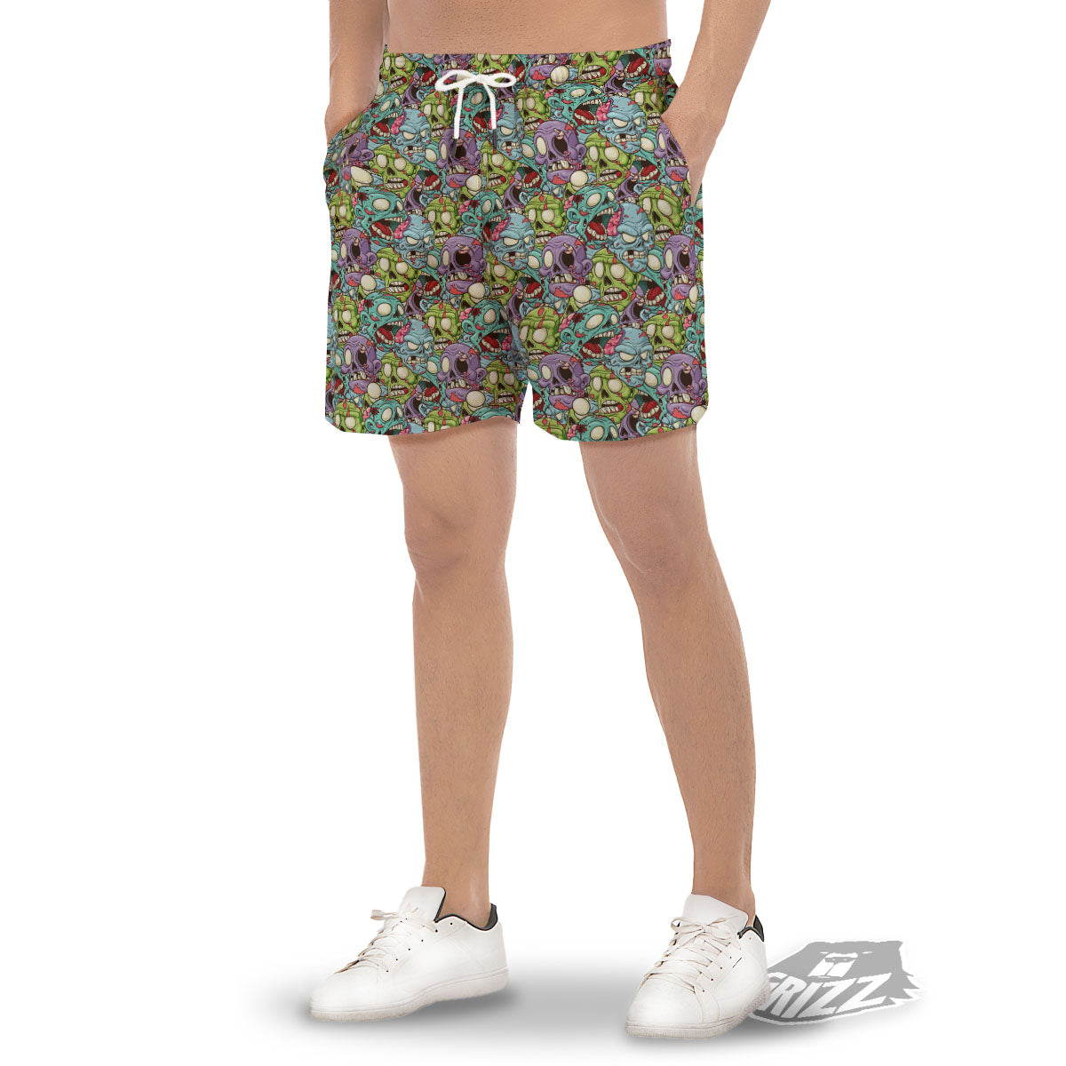Zombie Bloody Print Pattern Men's Gym Shorts-grizzshop
