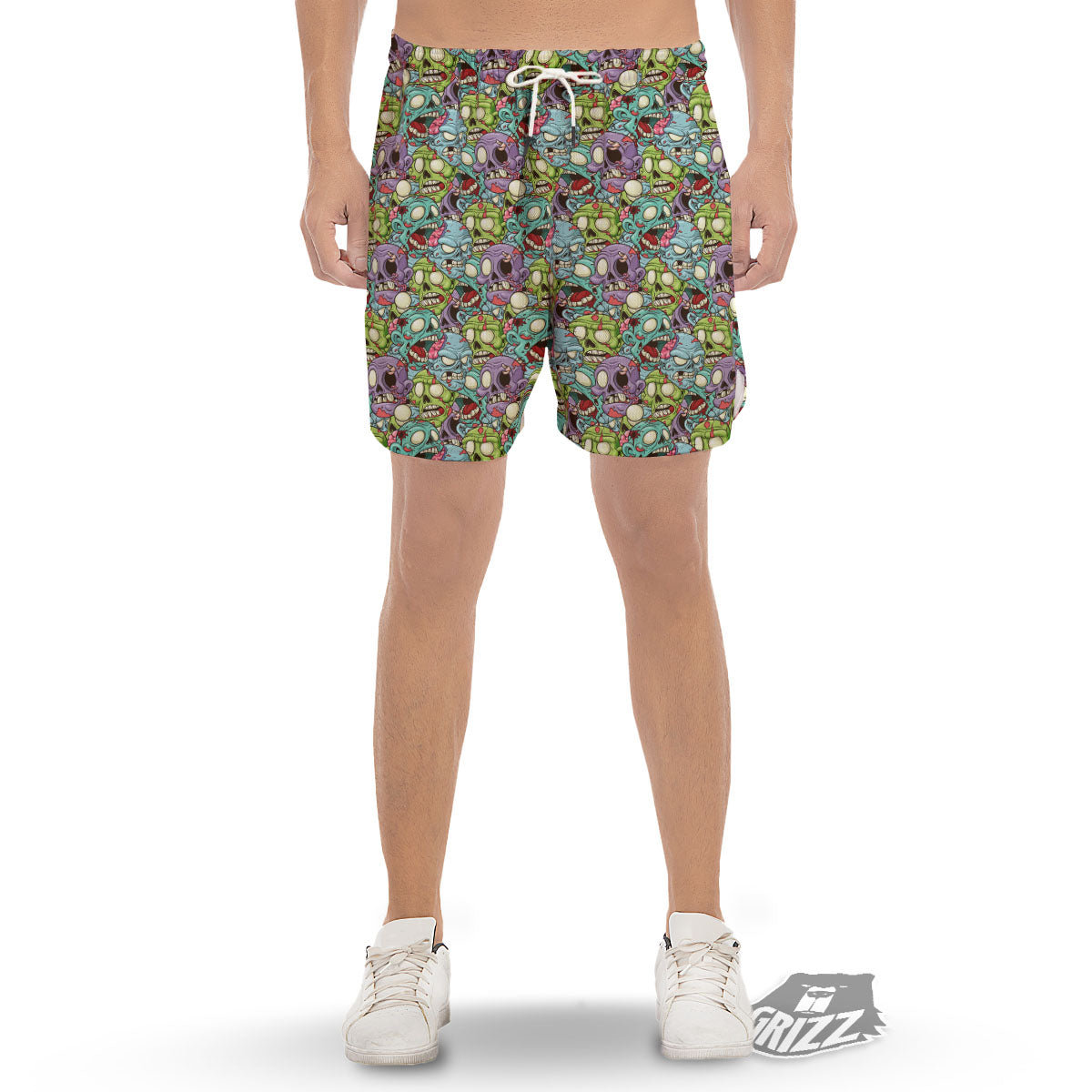 Zombie Bloody Print Pattern Men's Gym Shorts-grizzshop