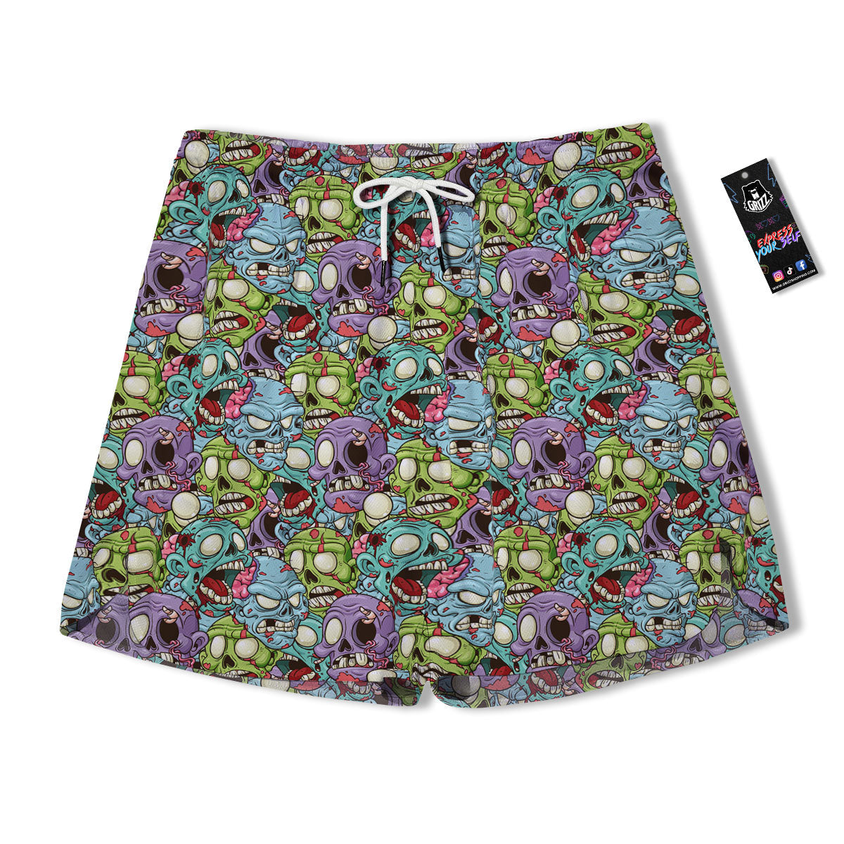 Zombie Bloody Print Pattern Men's Running Shorts-grizzshop