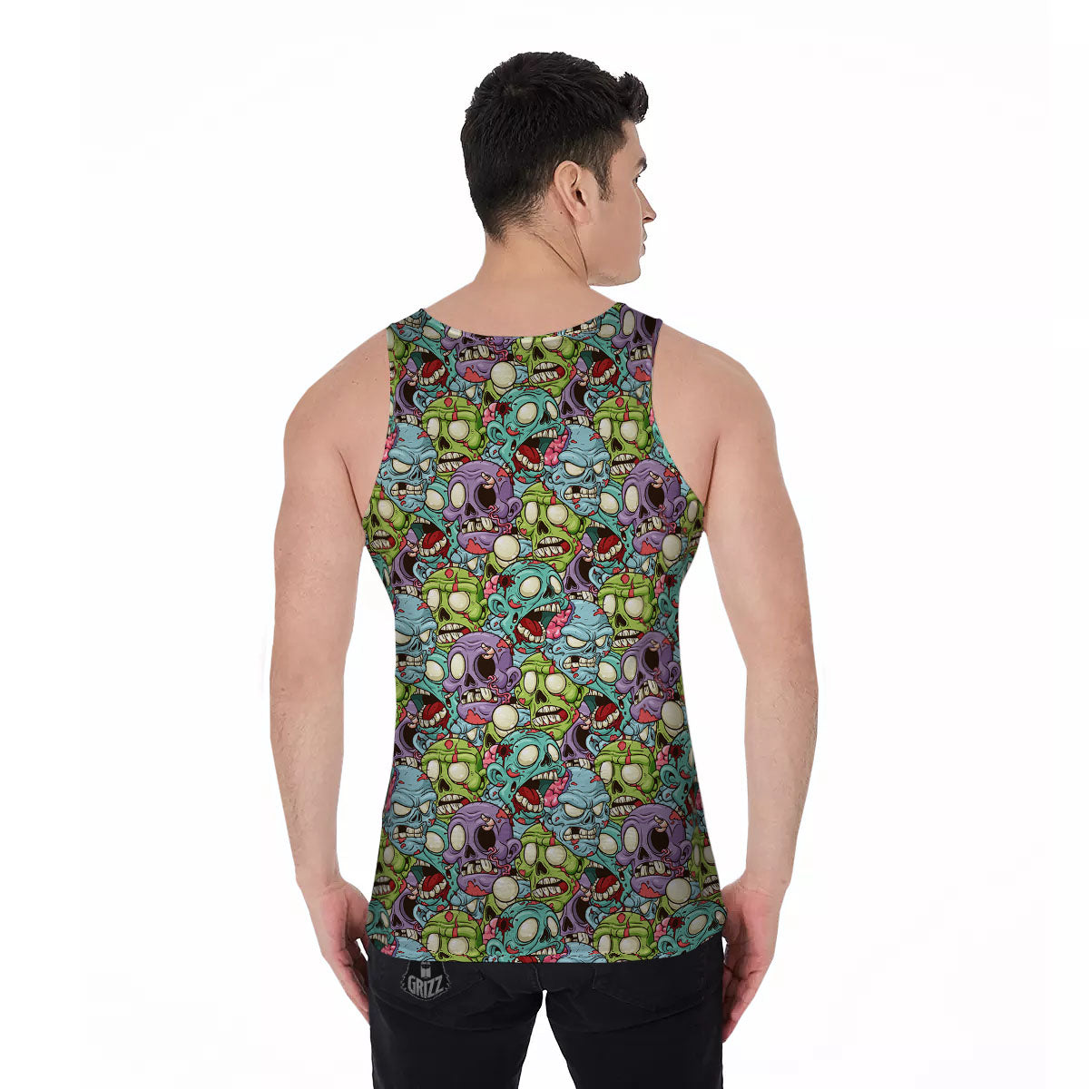 Zombie Bloody Print Pattern Men's Tank Top-grizzshop