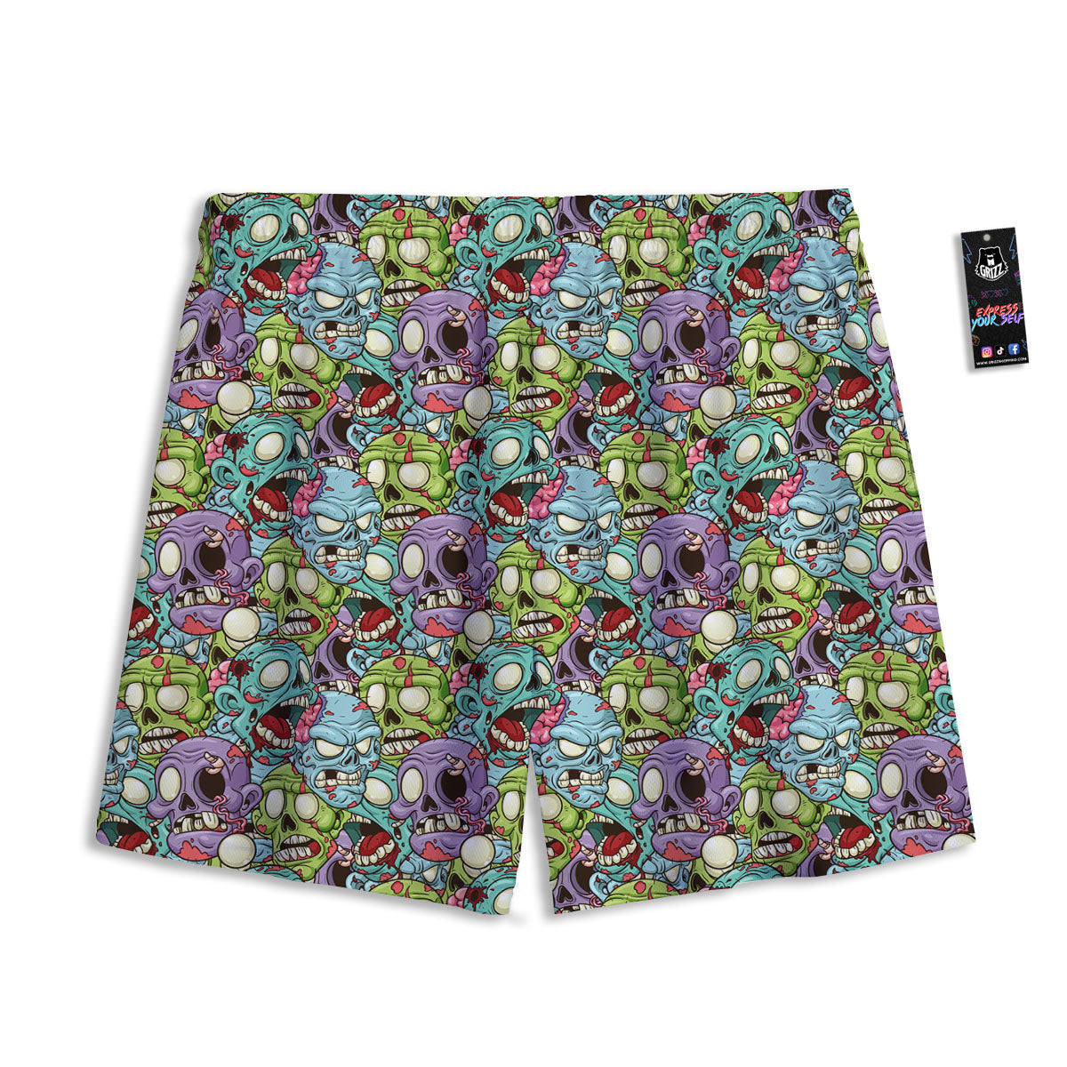 Zombie Green Print Pattern Mesh Shorts