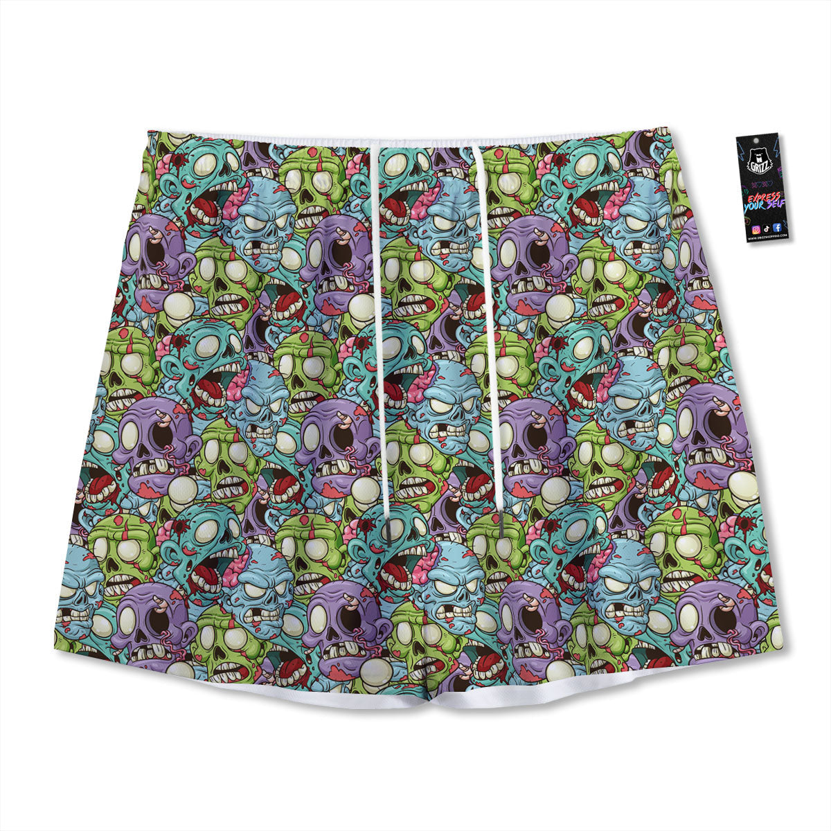 Zombie Green Print Pattern Mesh Shorts