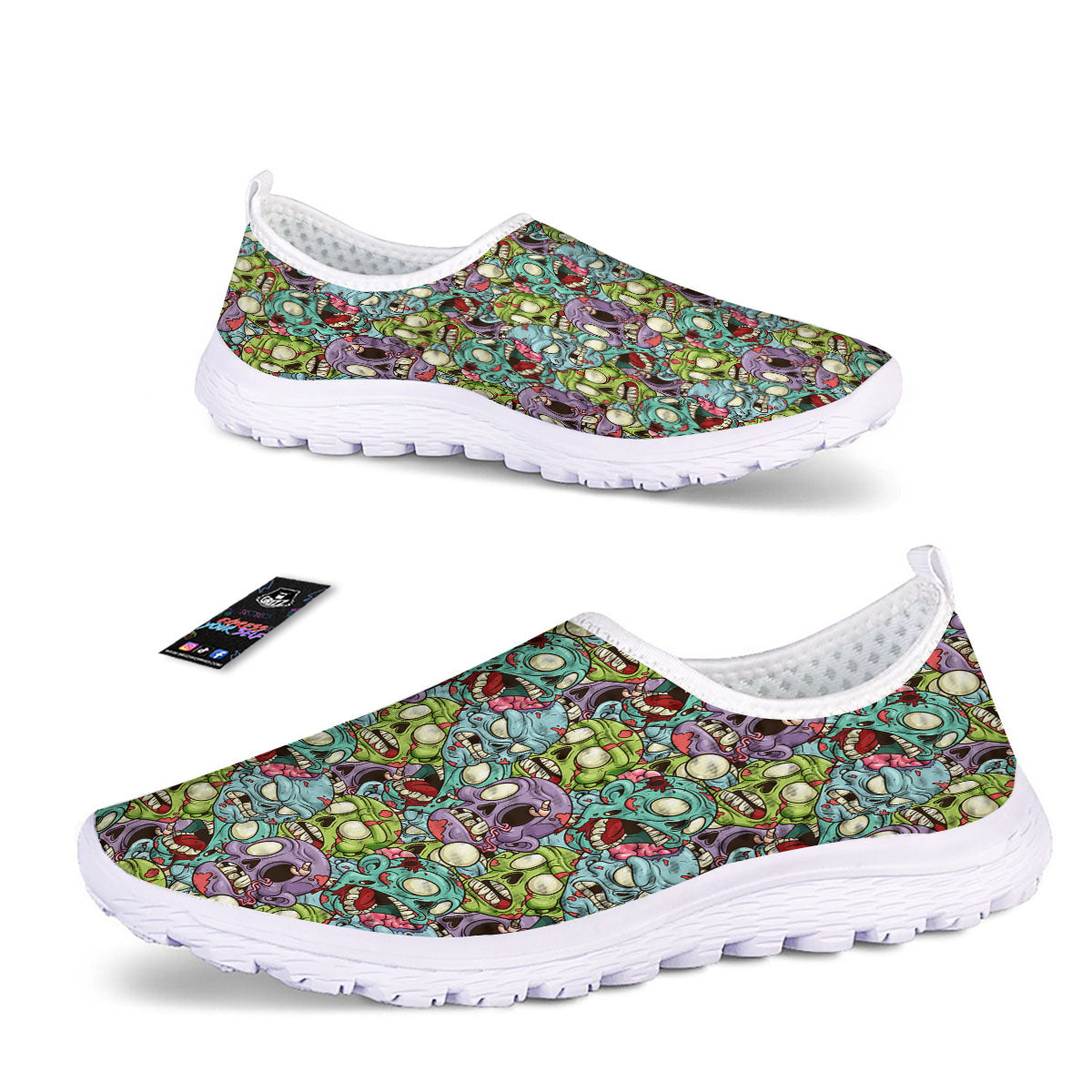 Zombie Bloody Print Pattern Nurse Shoes-grizzshop