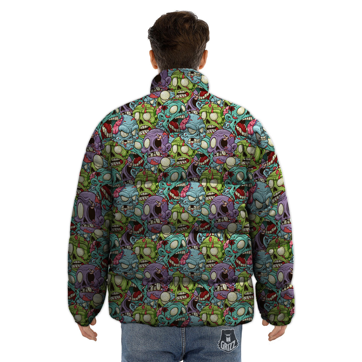 Zombie Bloody Print Pattern Puffer Jacket-grizzshop