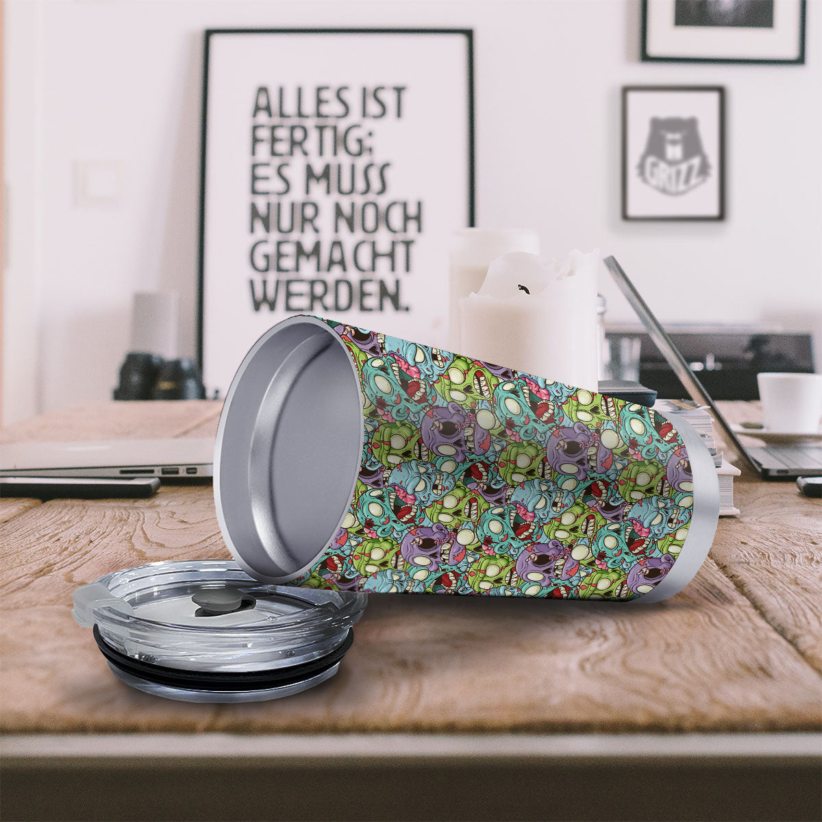 Zombie Bloody Print Pattern Tumbler-grizzshop