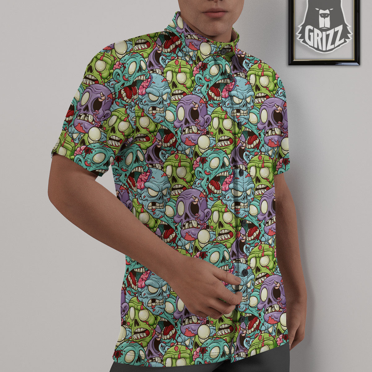 Zombie Bloody Print Pattern Untucked Shirts-grizzshop