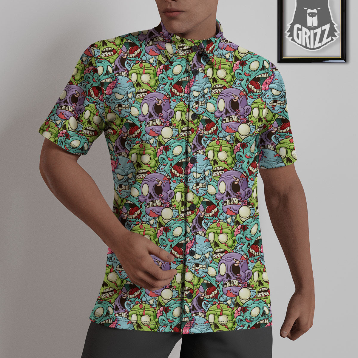 Zombie Bloody Print Pattern Untucked Shirts-grizzshop