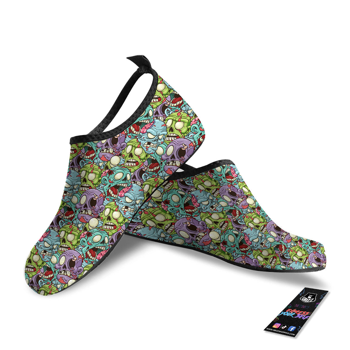 Zombie Bloody Print Pattern Water Shoes-grizzshop