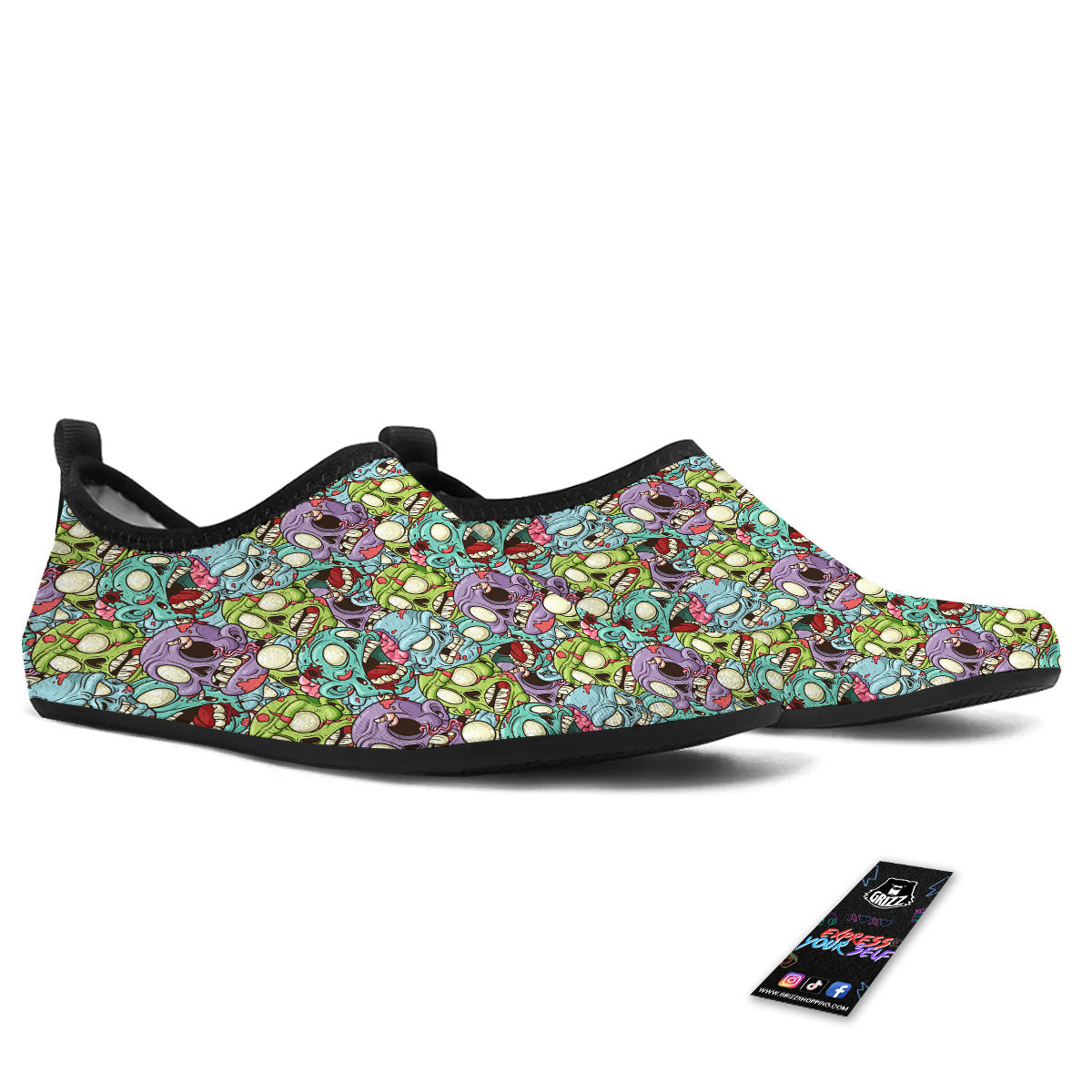 Zombie Bloody Print Pattern Water Shoes-grizzshop