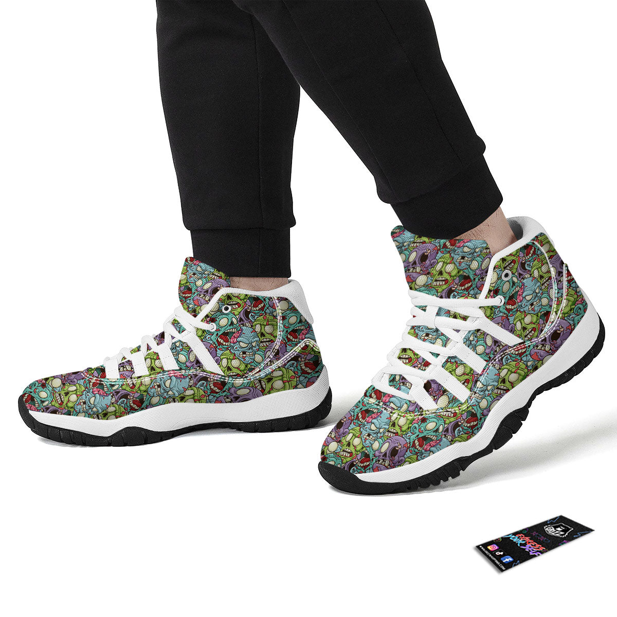 Zombie Bloody Print Pattern White Bball Shoes-grizzshop