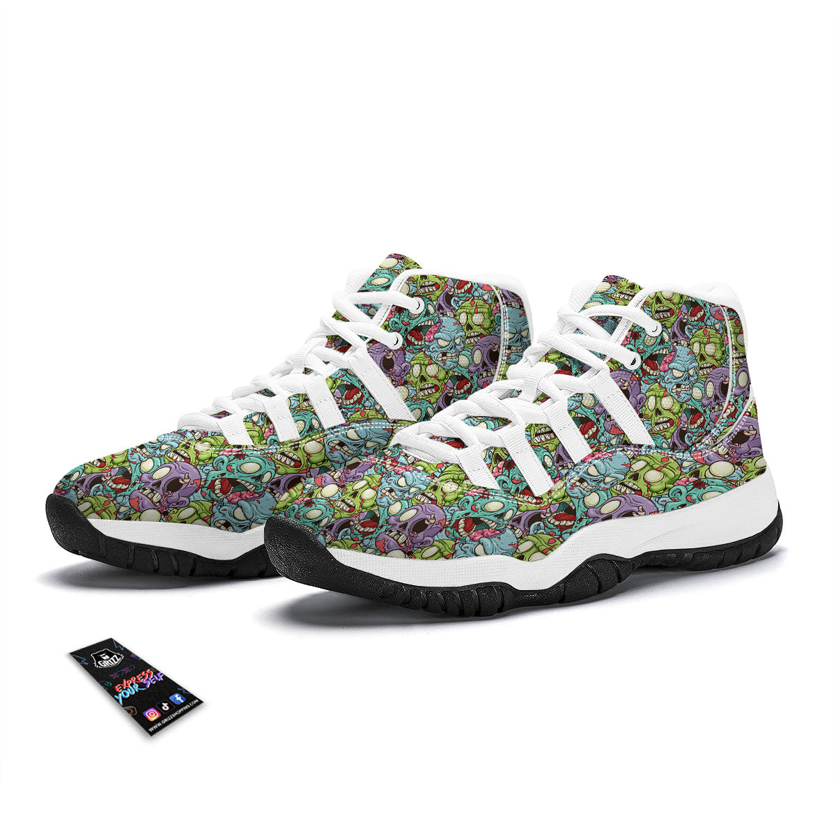 Zombie Bloody Print Pattern White Bball Shoes-grizzshop