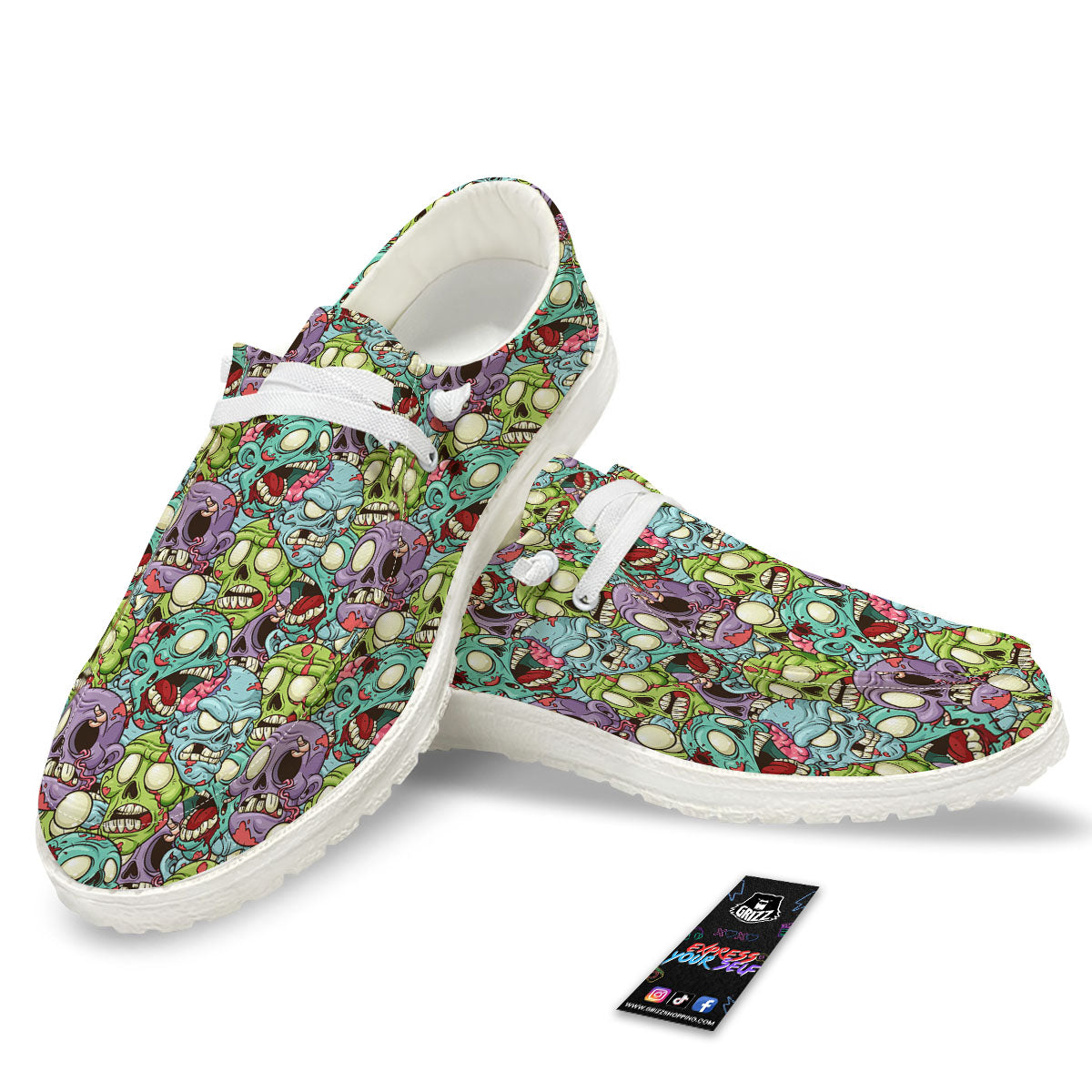 Zombie Bloody Print Pattern White Loafers-grizzshop