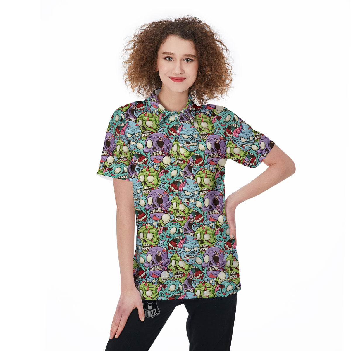 Zombie Bloody Print Pattern Women's Golf Shirts-grizzshop