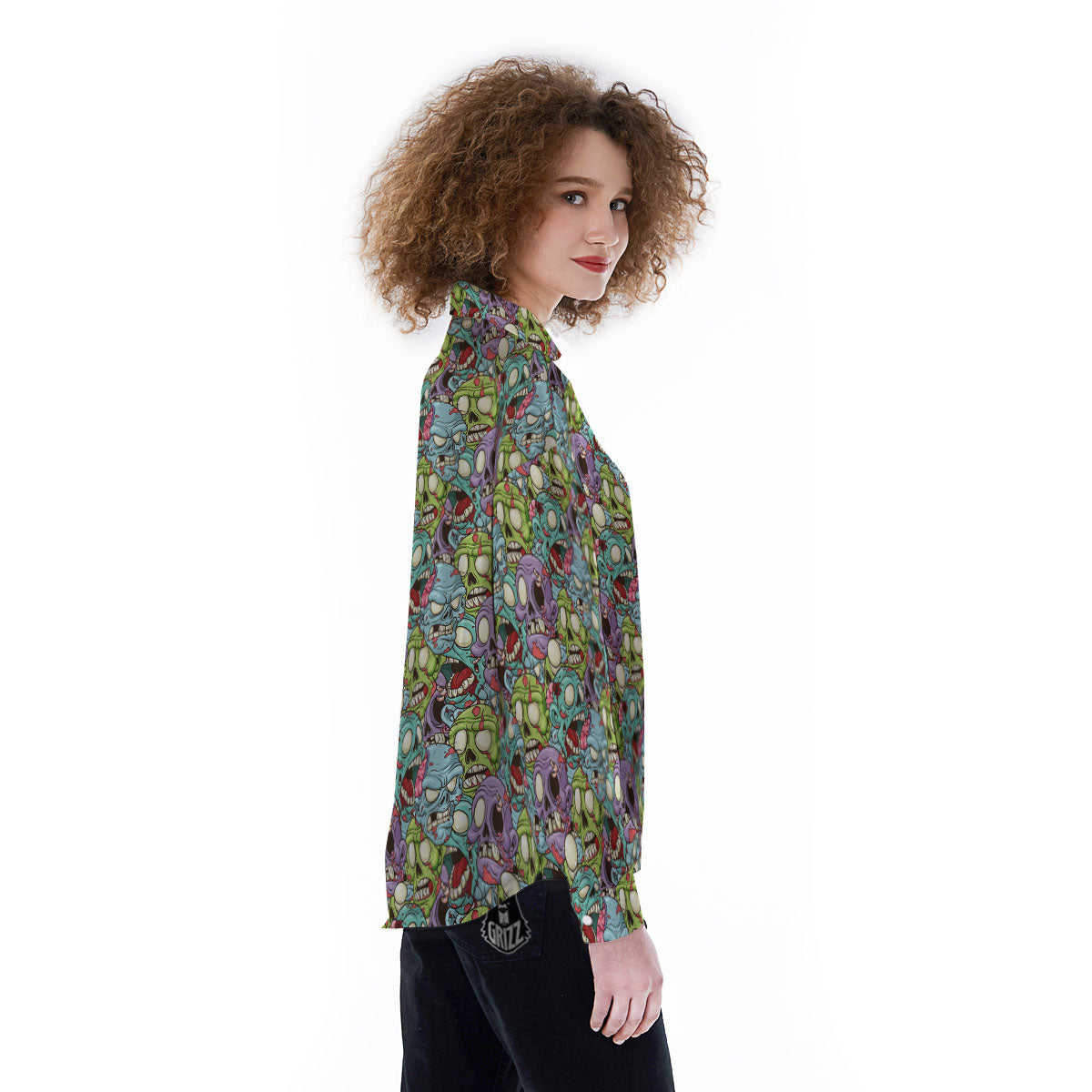 Zombie Bloody Print Pattern Women's Long Sleeve Shirts-grizzshop