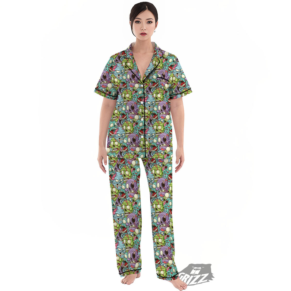 Zombie Bloody Print Pattern Women's Pajamas Set-grizzshop