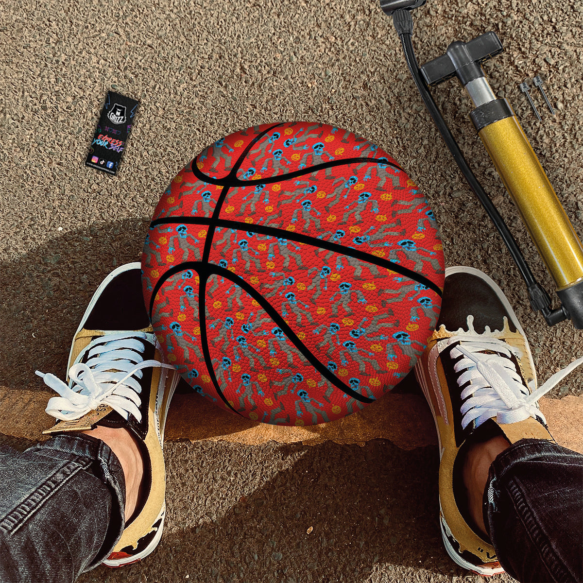 Zombie Blue Print Pattern Basketball-grizzshop