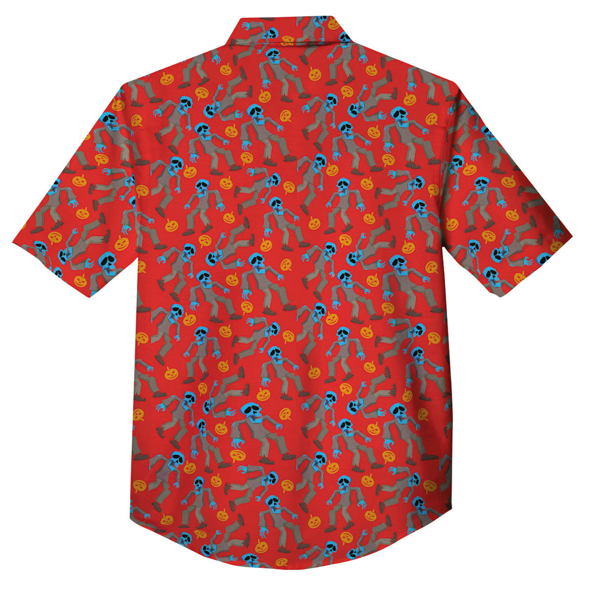 Zombie Blue Print Pattern Button Up Shirt-grizzshop