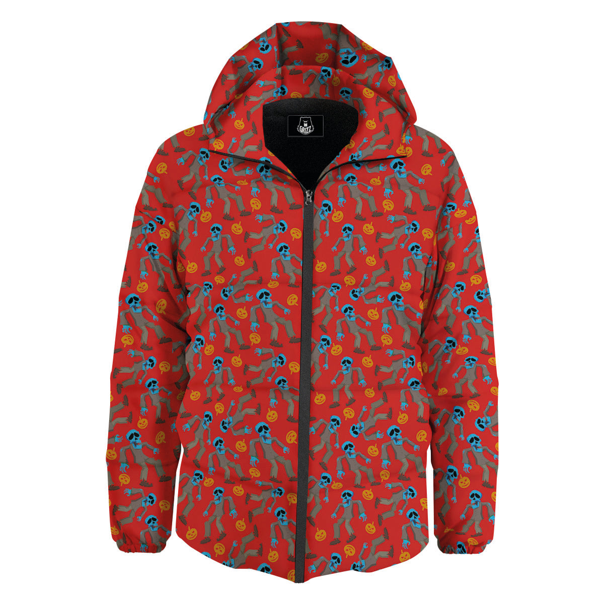 Zombie Blue Print Pattern Down Jacket-grizzshop