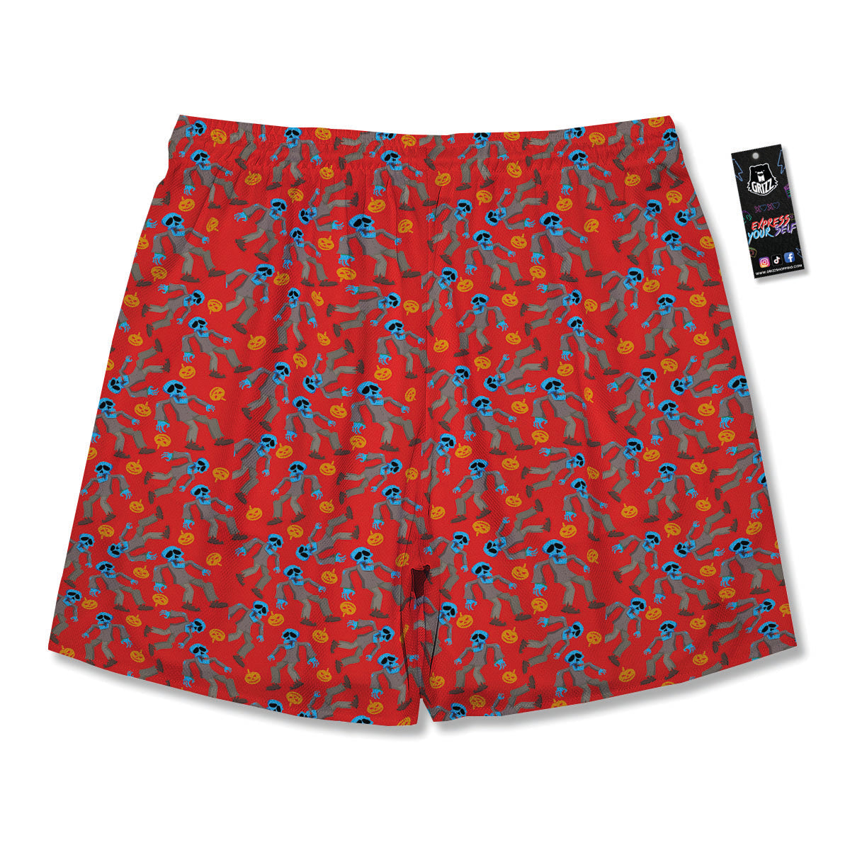 Zombie Blue Print Pattern Men's Running Shorts-grizzshop