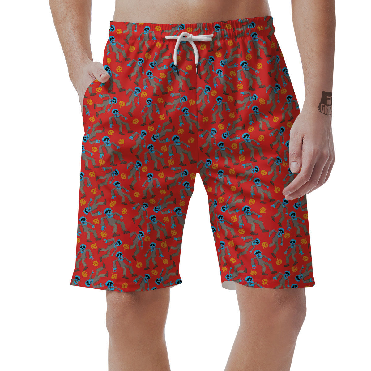 Zombie Blue Print Pattern Men's Shorts-grizzshop