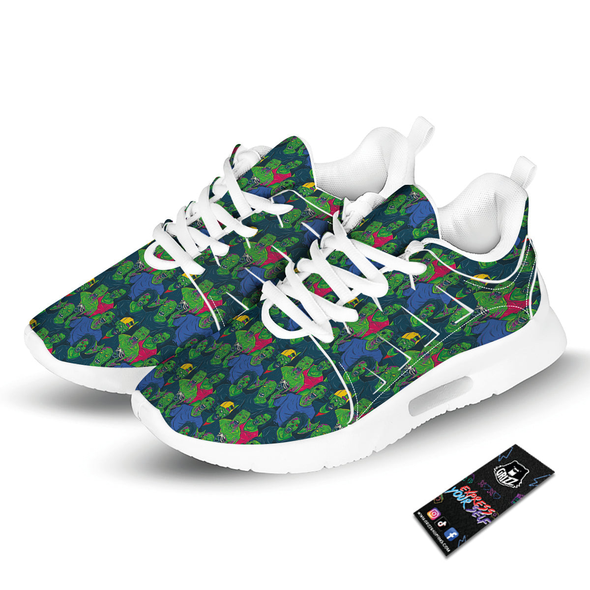 Zombie Blue Print Pattern Tennis Shoes-grizzshop