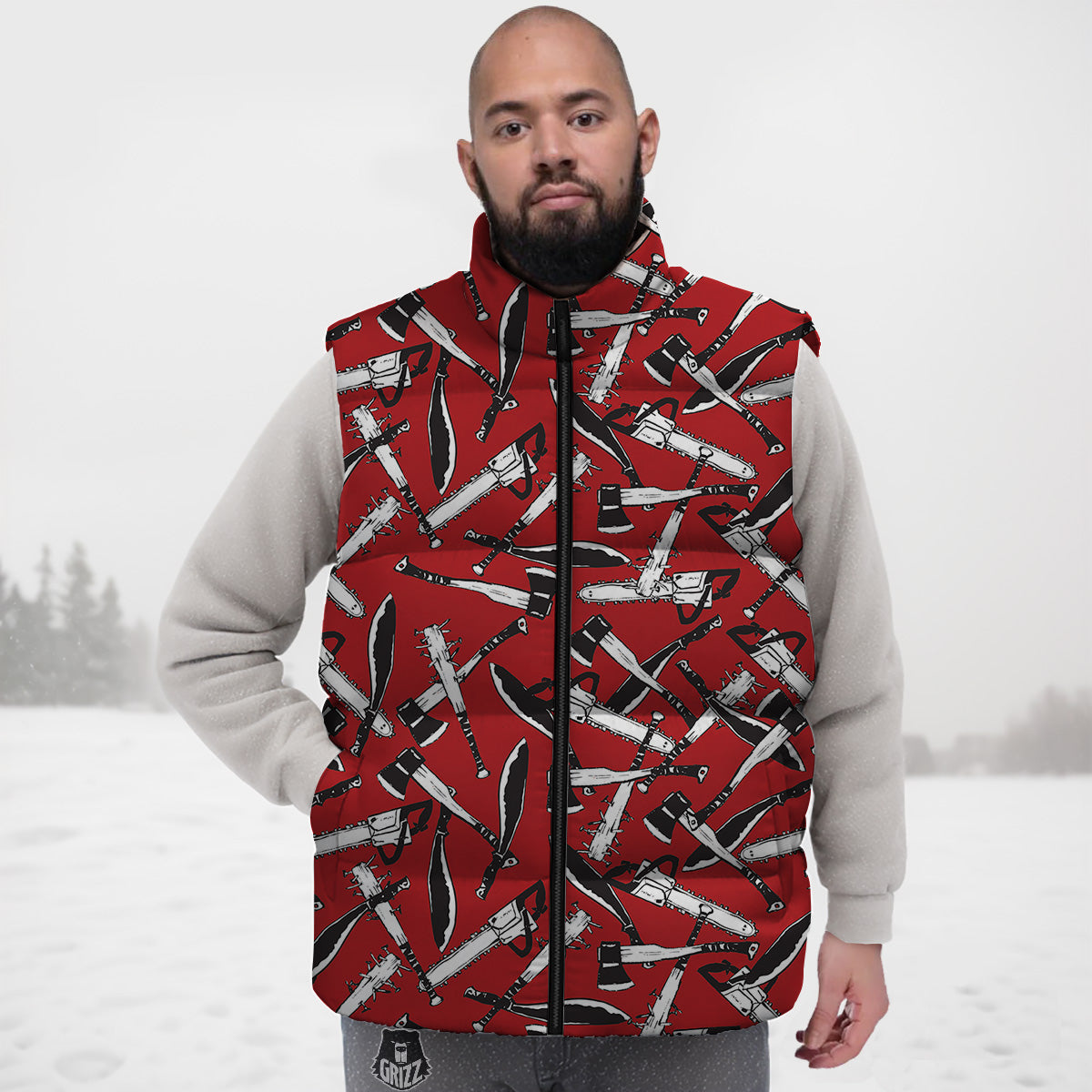 Zombie Killer Weapon Print Pattern Down Vest