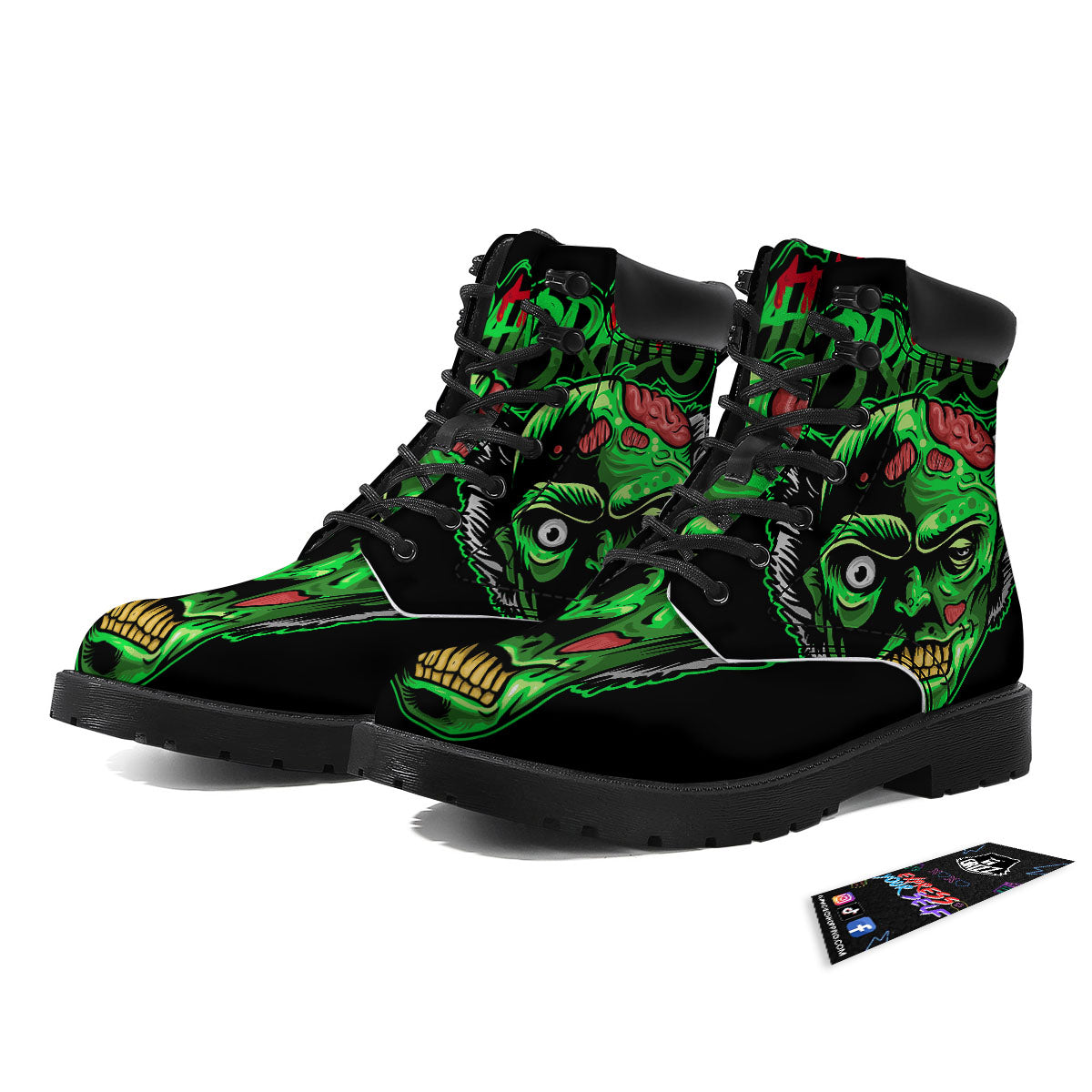 Zombie Brain Halloween Print Boots-grizzshop