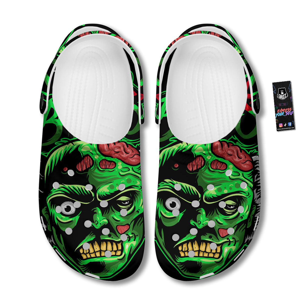 Zombie Brain Halloween Print Clog-grizzshop