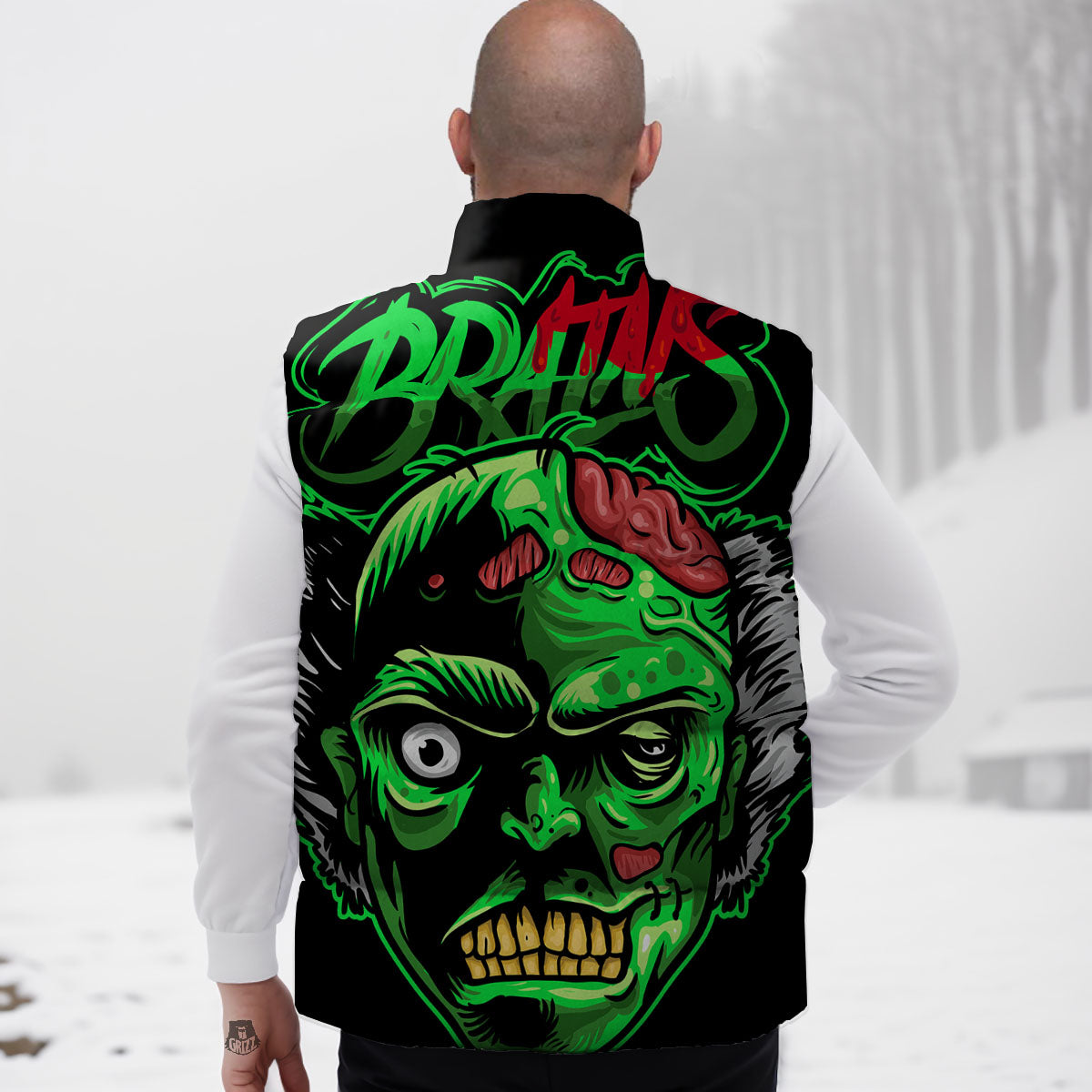 Zombie Brain Halloween Print Down Vest
