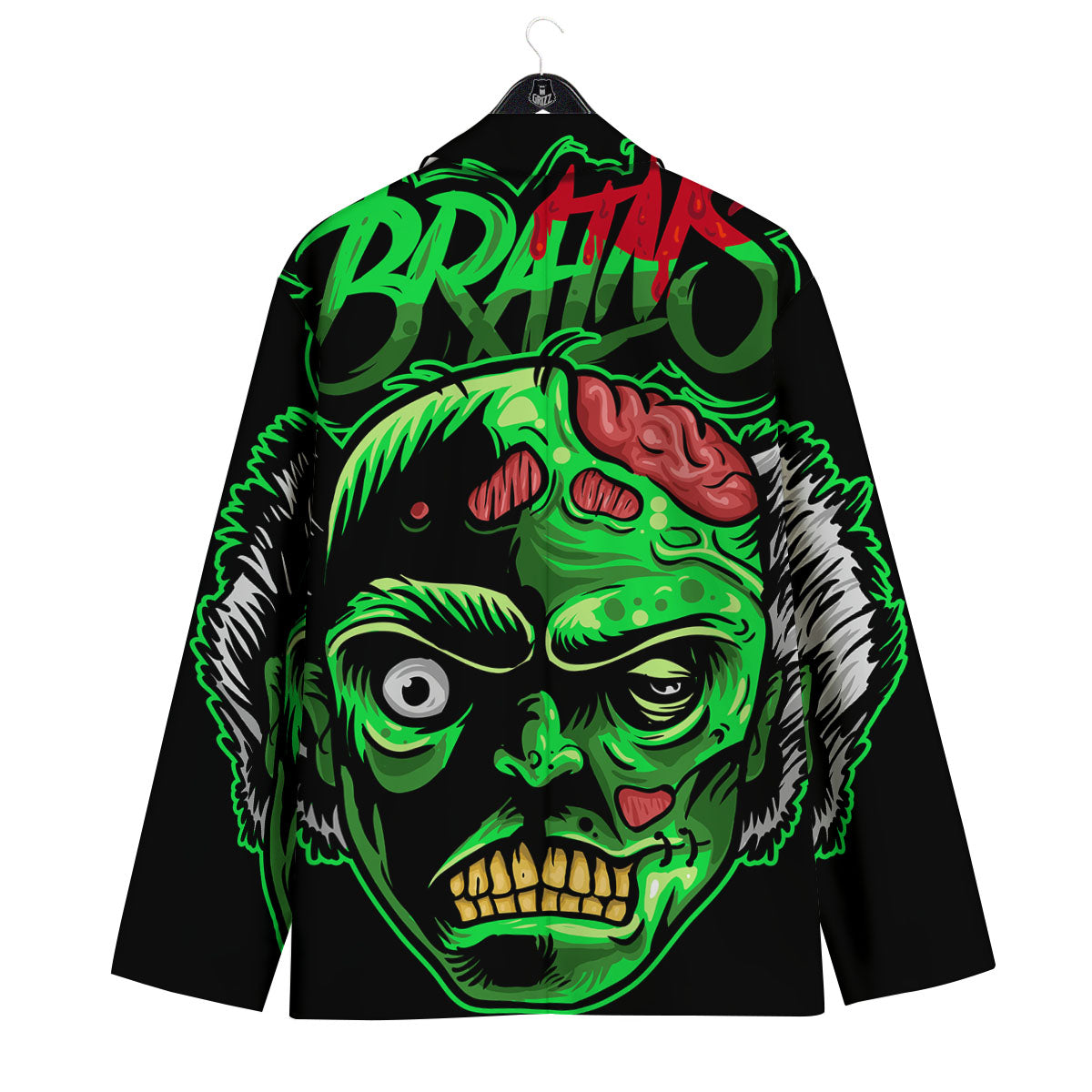 Zombie Brain Halloween Print Men's Sport Coat-grizzshop