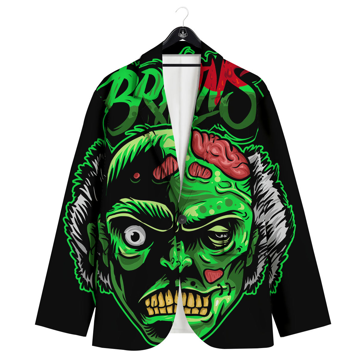 Zombie Brain Halloween Print Men's Sport Coat-grizzshop