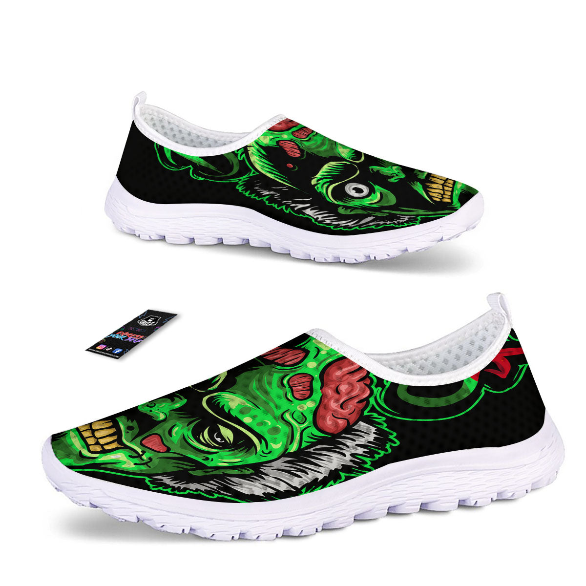 Zombie Brain Halloween Print Nurse Shoes-grizzshop